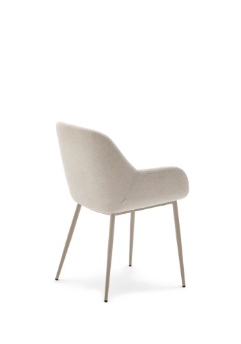 KAVE HOME Konna stol i beige og stlben i lakkert beige utfrelse