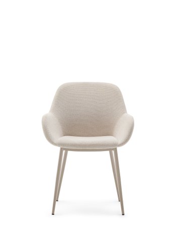 KAVE HOME Konna stol i beige og stlben i lakkert beige utfrelse