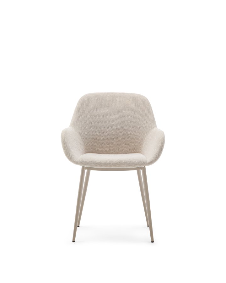 KAVE HOME Konna stol i beige og stlben i lakkert beige utfrelse