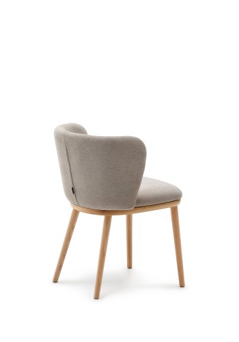 KAVE HOME Ciselia stol brun chenille og heltre ask naturlig tone FSC Mix Credit