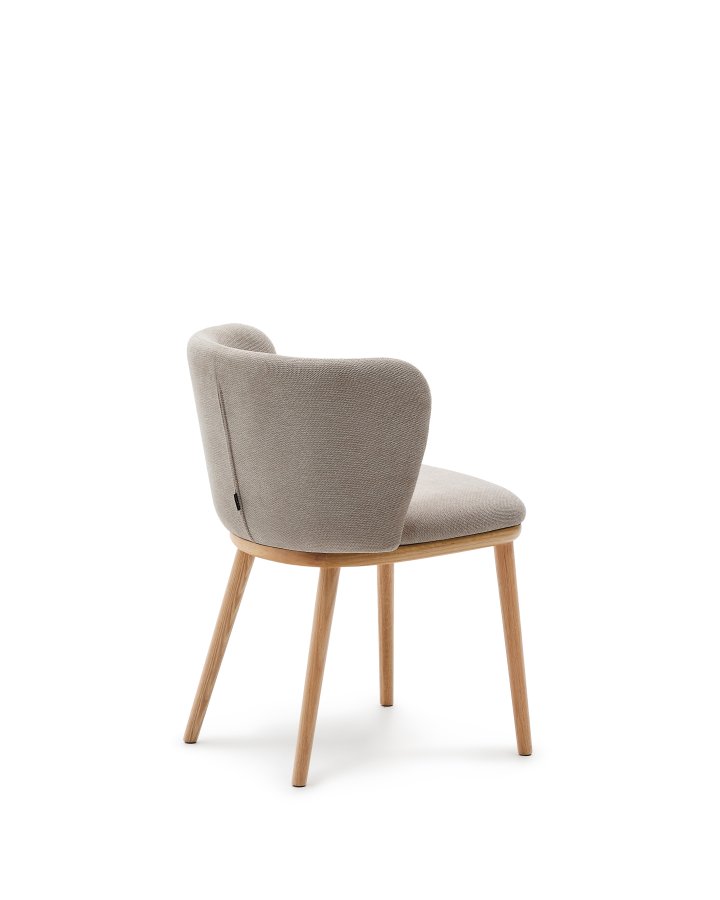 KAVE HOME Ciselia stol brun chenille og heltre ask naturlig tone FSC Mix Credit