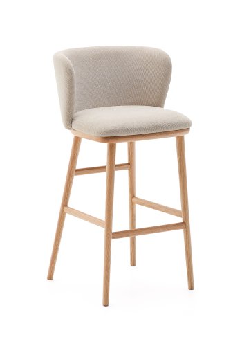 KAVE HOME Ciselia krakk beige chenille og heltre ask naturfarget finish FSC Mix Credit 75 cm