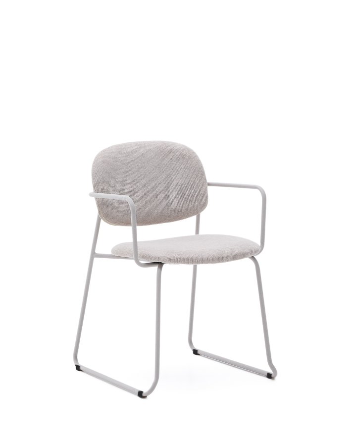 KAVE HOME Meli spisebordsstol, m. arml�n - beige chenille og beige metal