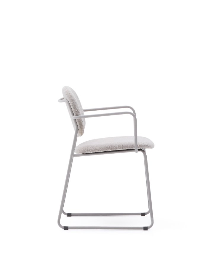 KAVE HOME Meli spisebordsstol, m. arml�n - beige chenille og beige metal