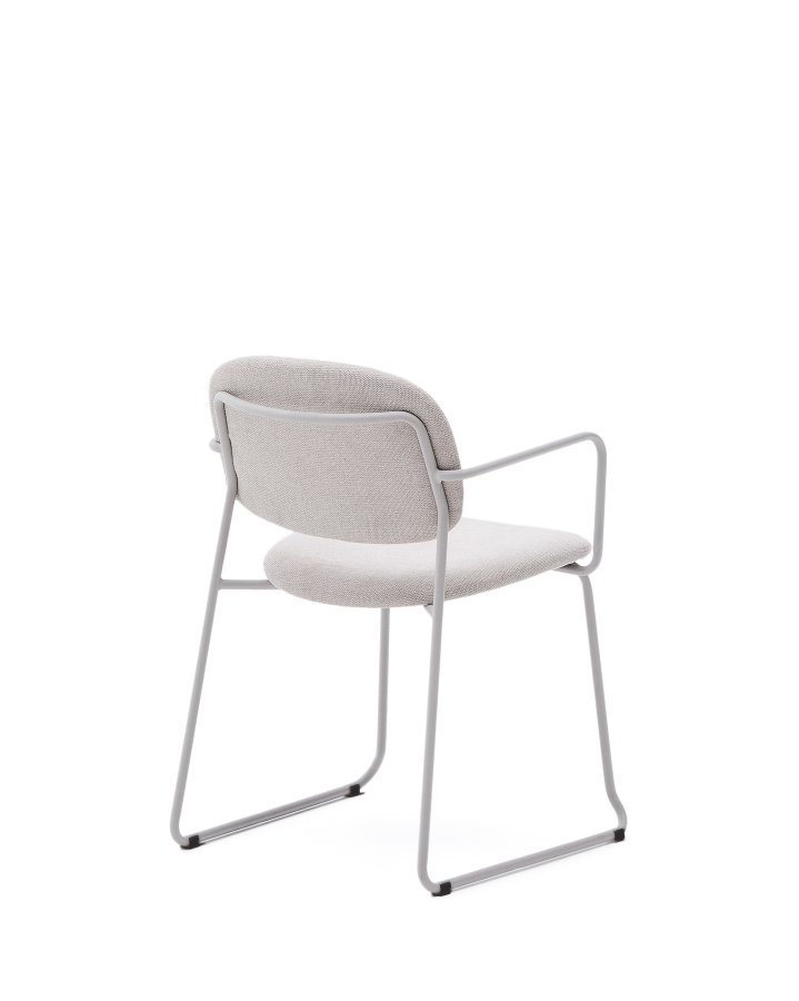 KAVE HOME Meli spisebordsstol, m. arml�n - beige chenille og beige metal
