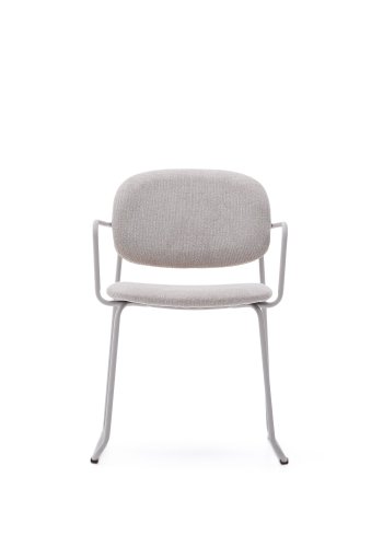 KAVE HOME Meli spisebordsstol, m. arml�n - beige chenille og beige metal