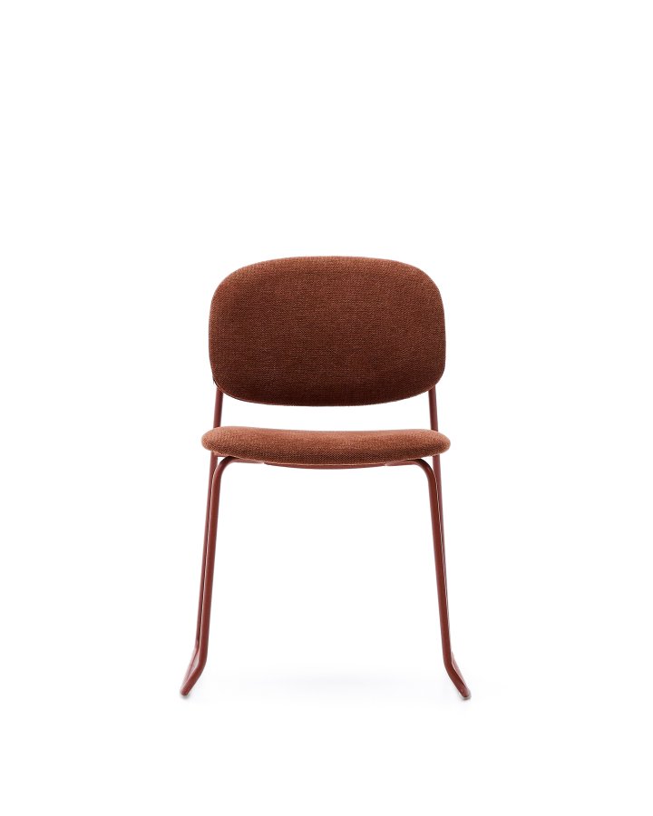 KAVE HOME Meli spisebordsstol, stabelbar - terrakotta chenille stof og terrakotta metal