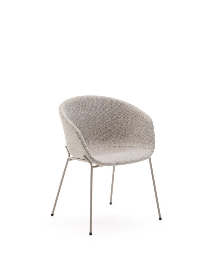 KAVE HOME Yvette-stol i beige chenille og stlben i beige utfrelse