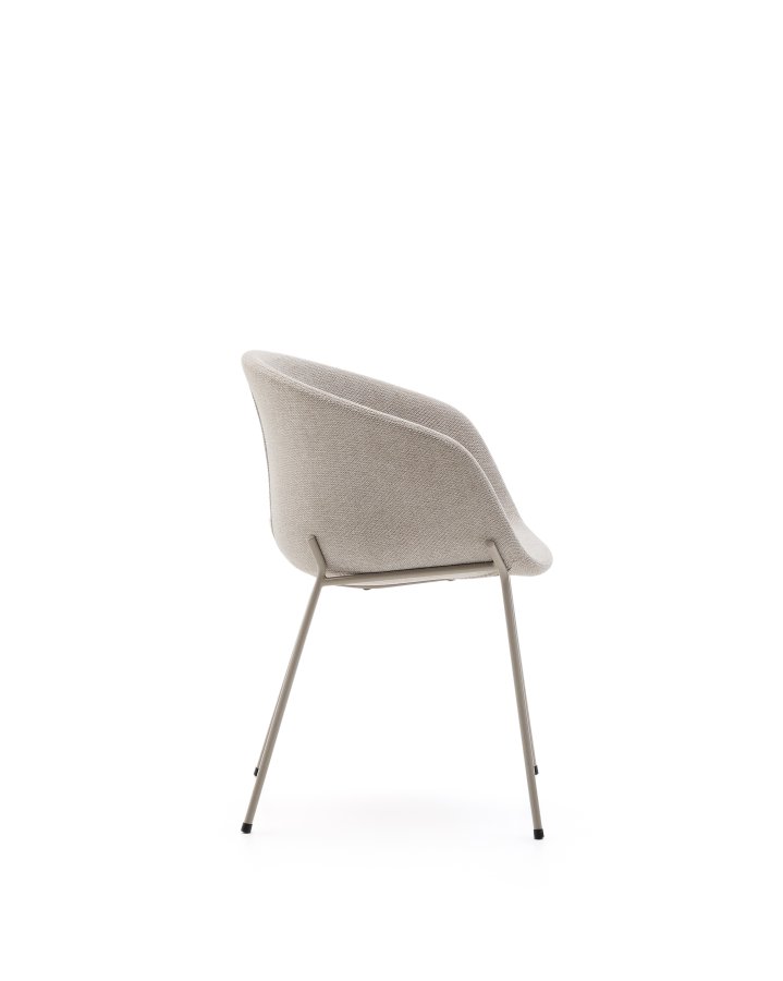 KAVE HOME Yvette-stol i beige chenille og stlben i beige utfrelse