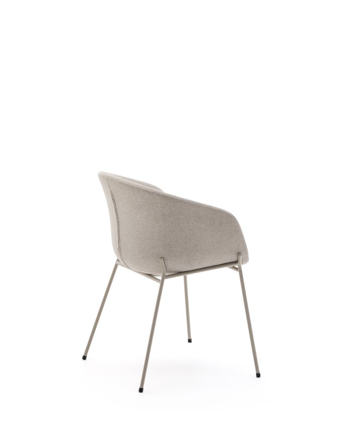 KAVE HOME Yvette-stol i beige chenille og stlben i beige utfrelse