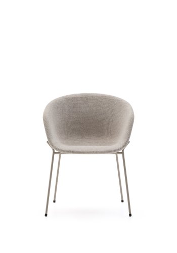 KAVE HOME Yvette-stol i beige chenille og stlben i beige utfrelse