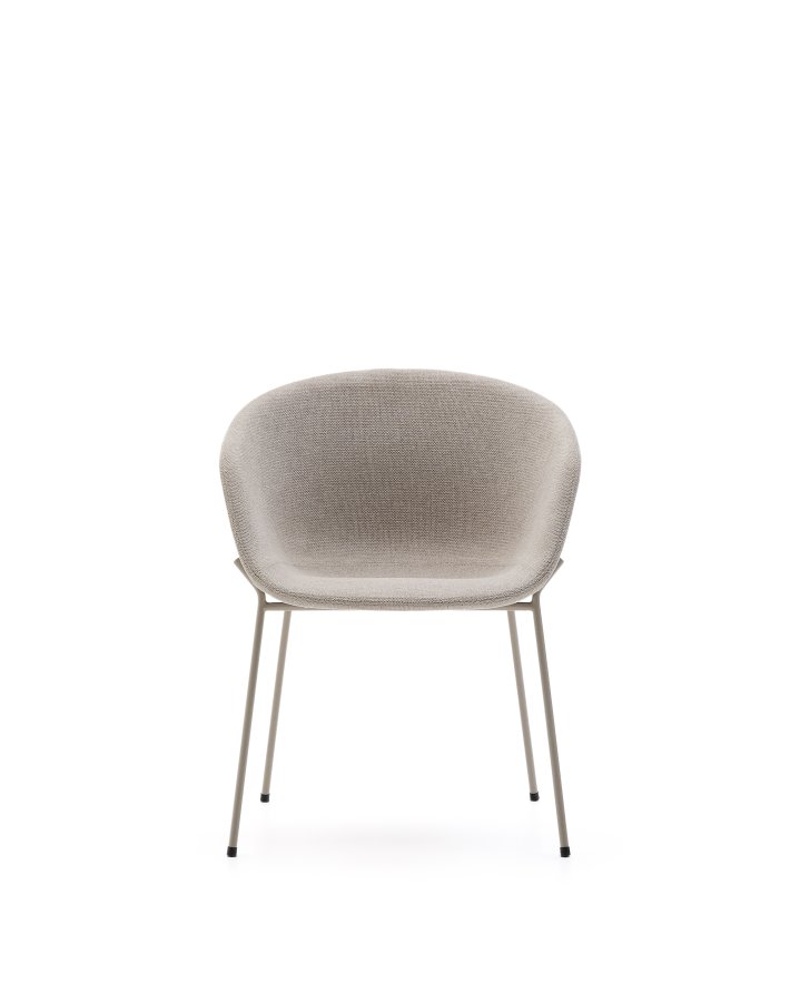 KAVE HOME Yvette-stol i beige chenille og stlben i beige utfrelse