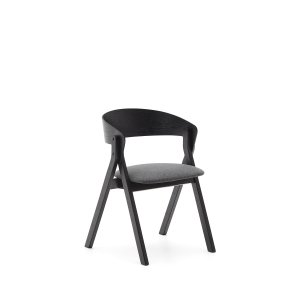 KAVE HOME Godia spisebordsstol, m. armln - gr chenille stof og sort askefinér