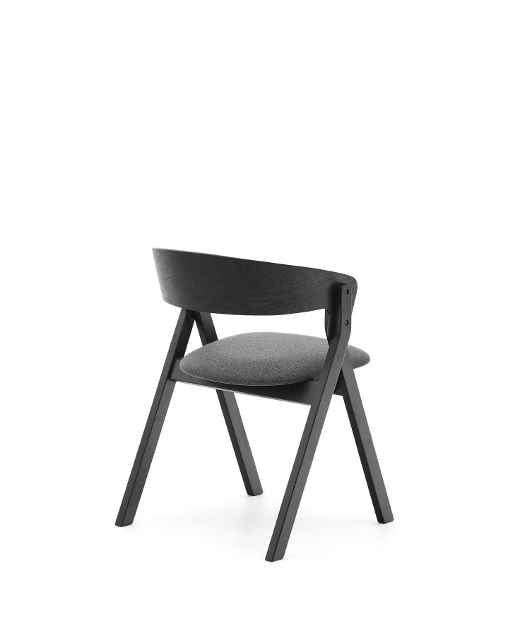 KAVE HOME Godia spisestuestol, med armlener - grtt chenillestoff og svart askefiner