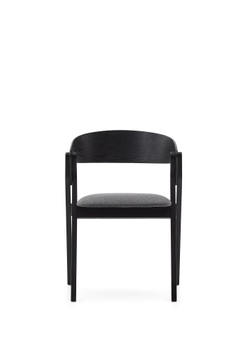 KAVE HOME Godia spisestuestol, med armlener - grtt chenillestoff og svart askefiner