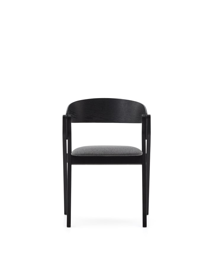 KAVE HOME Godia spisestuestol, med armlener - grtt chenillestoff og svart askefiner