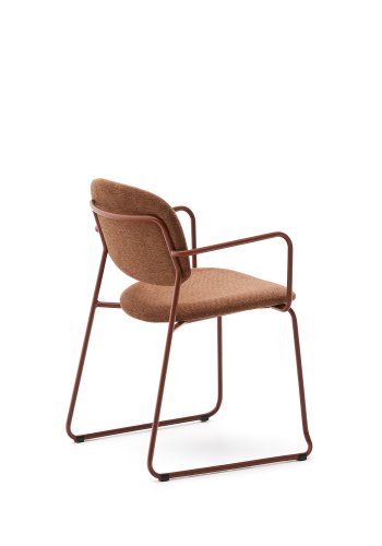KAVE HOME Meli-stol i terrakotta-chenille med terrakotta-metallramme FSC Mix Credit