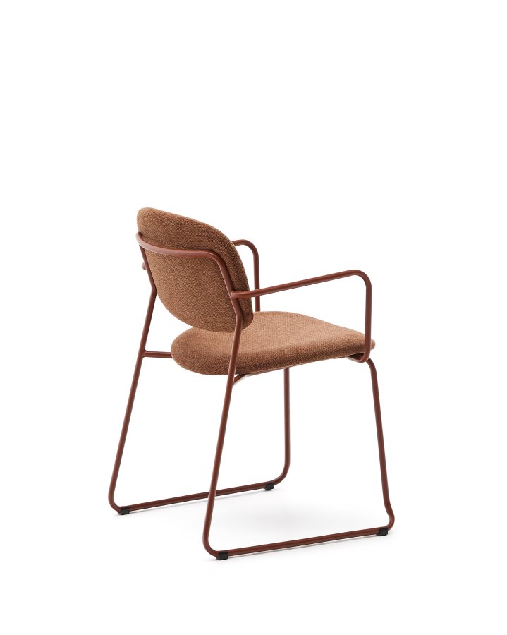 KAVE HOME Meli-stol i terrakotta-chenille med terrakotta-metallramme FSC Mix Credit