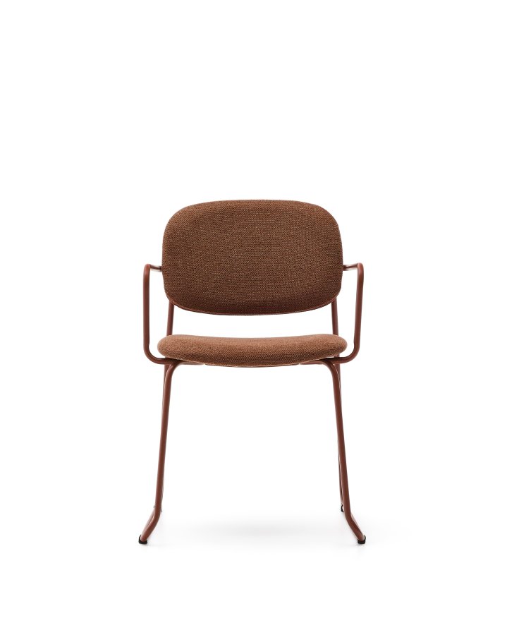 KAVE HOME Meli-stol i terrakotta-chenille med terrakotta-metallramme FSC Mix Credit