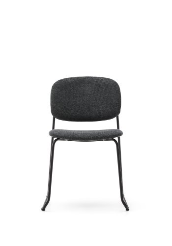 KAVE HOME Meli spisebordsstol, stabelbar - gr� chenille og gr� metal