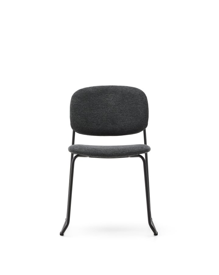 KAVE HOME Meli spisebordsstol, stabelbar - gr� chenille og gr� metal