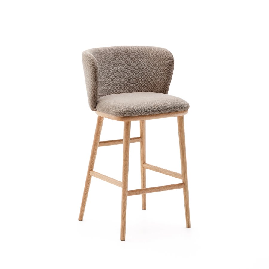 KAVE HOME Ciselia krakk brun chenille heltre ask naturfarget overflate FSC Mix Credit 65 cm