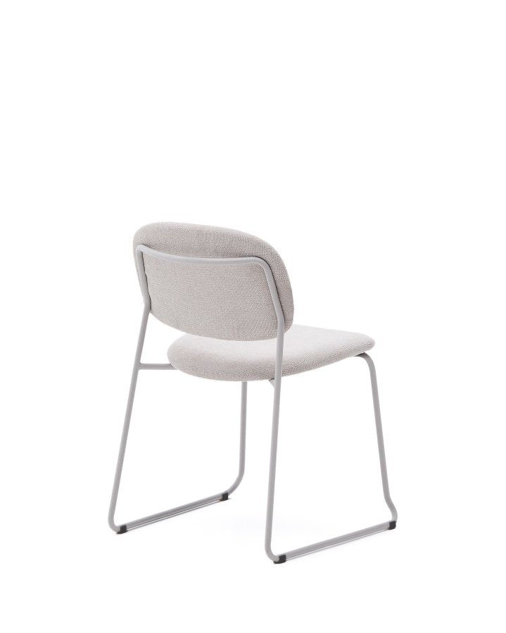 KAVE HOME Meli spisebordsstol, stabelbar - beige chenille og beige metal