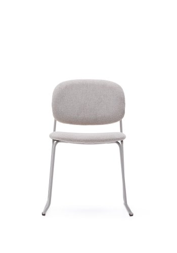 KAVE HOME Meli spisebordsstol, stabelbar - beige chenille og beige metal