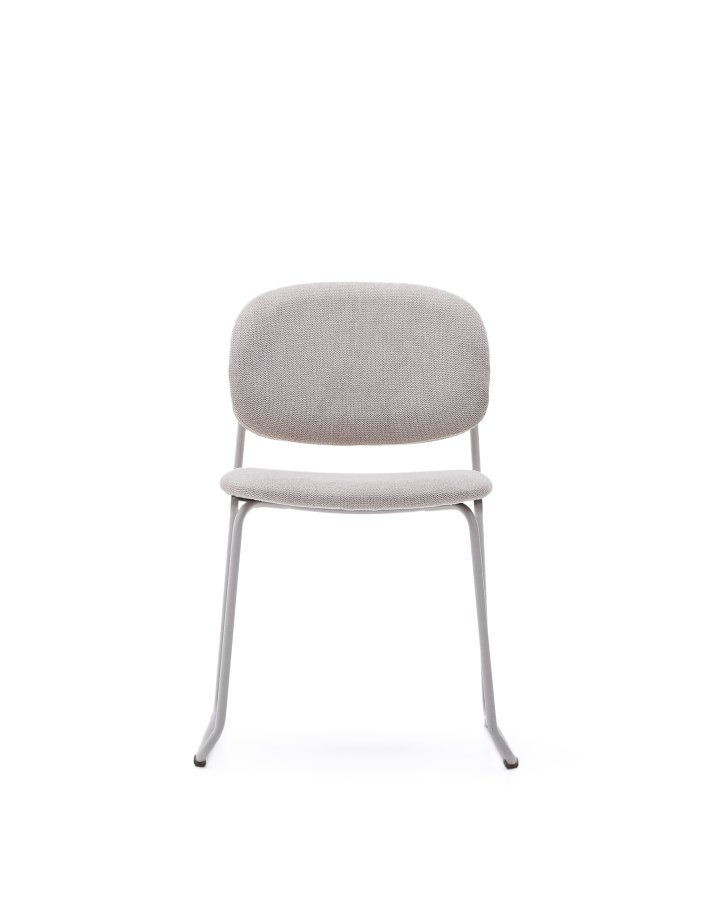 KAVE HOME Meli spisebordsstol, stabelbar - beige chenille og beige metal