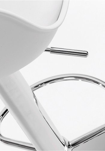 KAVE HOME Orlando-T barstol, med ryggsttte og fotsttte - hvit PU og plast/slv stl