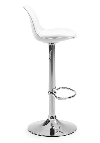 KAVE HOME Orlando-T barstol, med ryggsttte og fotsttte - hvit PU og plast/slv stl