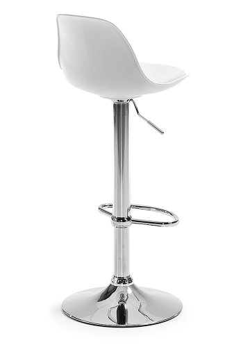 KAVE HOME Orlando-T barstol, med ryggsttte og fotsttte - hvit PU og plast/slv stl