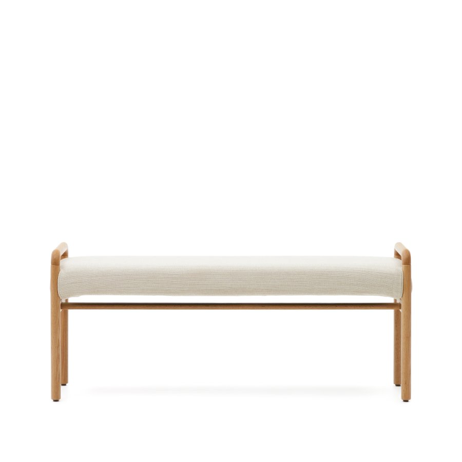 KAVE HOME Macaret-benk med avtakbart trekk heltre eik med naturlig finish 120 cm FSC Mix Credi