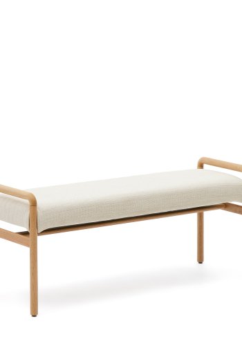 KAVE HOME Macaret-benk med avtakbart trekk heltre eik med naturlig finish 120 cm FSC Mix Credi