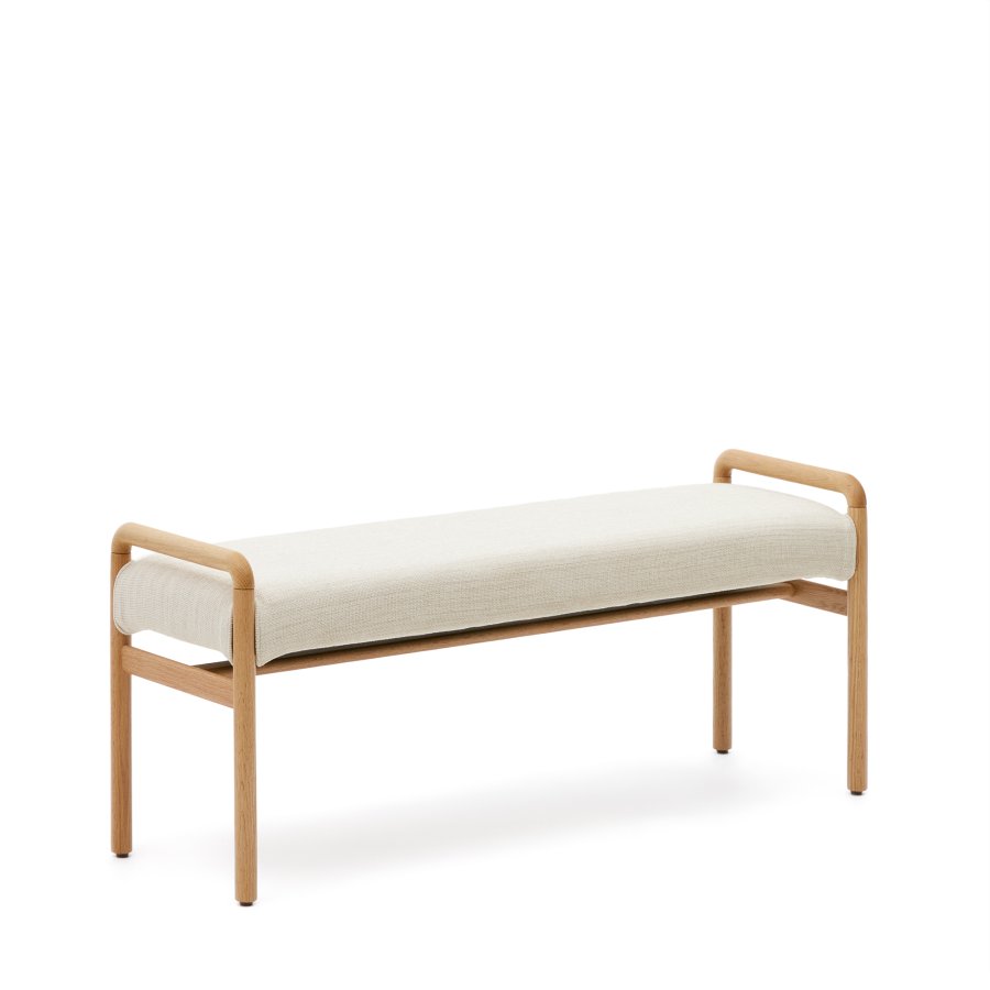 KAVE HOME Macaret-benk med avtakbart trekk heltre eik med naturlig finish 120 cm FSC Mix Credi