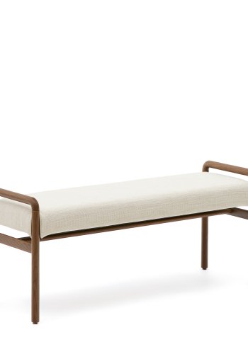 KAVE HOME Macaret-benk med avtakbart trekk heltre eik med valnttfinish 120 cm FSC Mix Credit