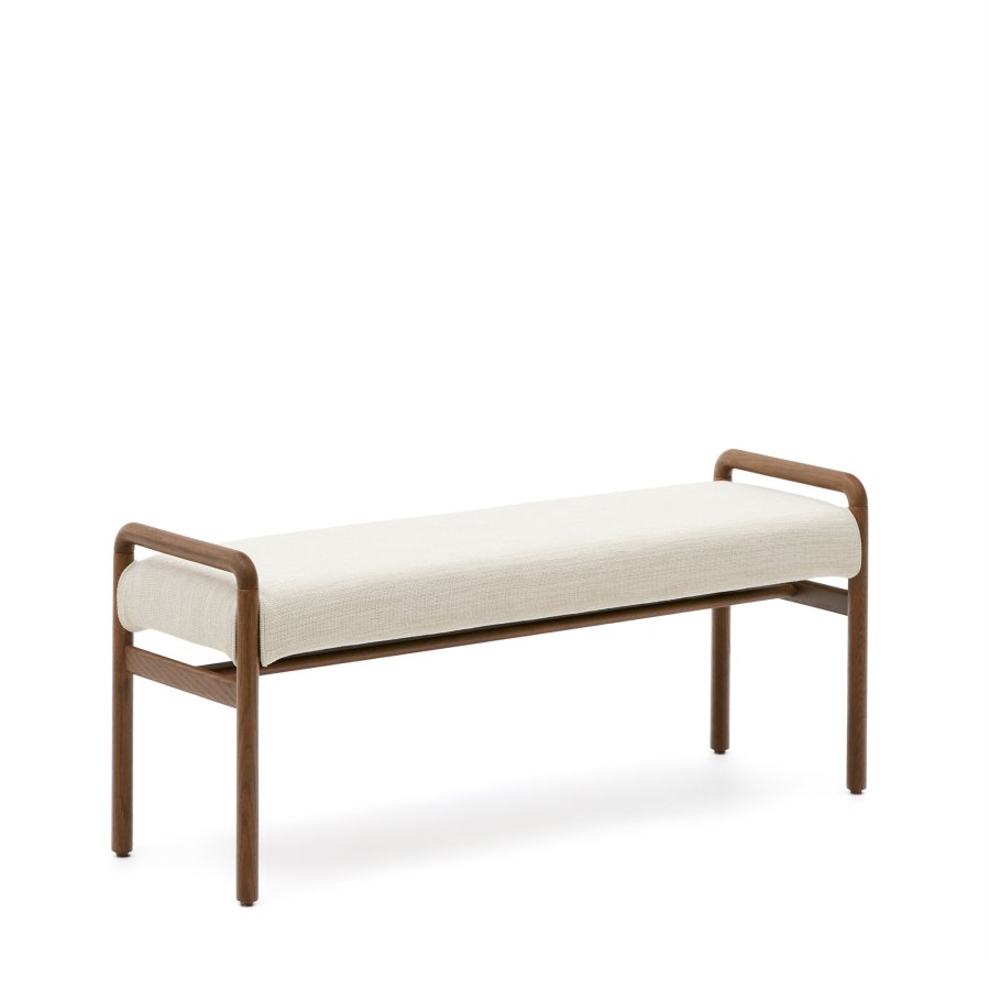 KAVE HOME Macaret-benk med avtakbart trekk heltre eik med valnttfinish 120 cm FSC Mix Credit