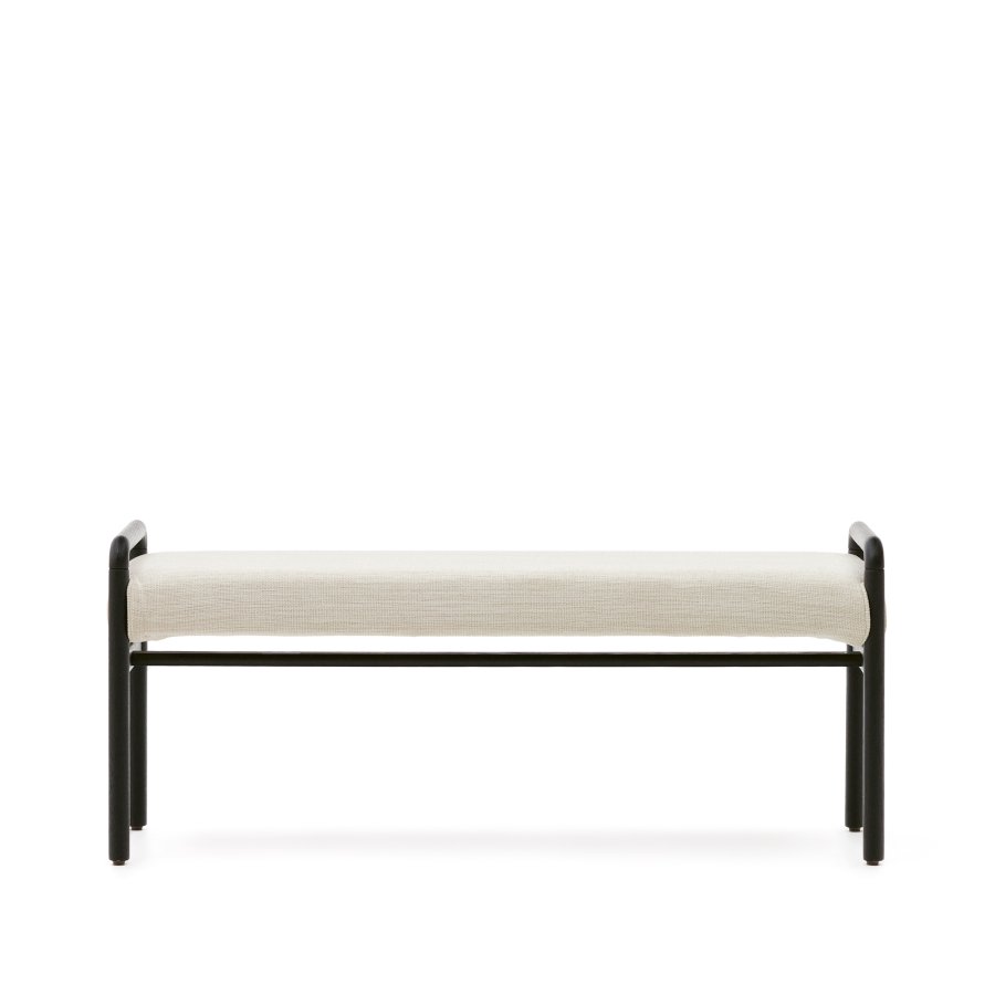 KAVE HOME Macaret-benk med avtakbart trekk heltre eik med sort finish 120 cm FSC Mix Credit