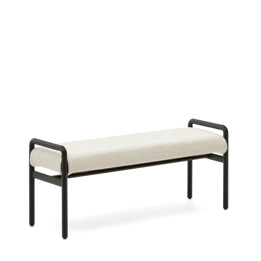 KAVE HOME Macaret-benk med avtakbart trekk heltre eik med sort finish 120 cm FSC Mix Credit