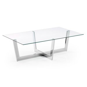 KAVE HOME Plum Soffbord - Klar / Silverglas / Stl, Rektangulärt (120 x 70 cm)