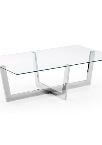 KAVE HOME Plum salongbord - klart/slv glass/stl, rektangulrt (120x70) 