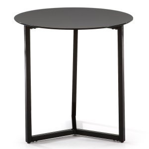 KAVE HOME Marae Sidobord - Svart Glas och Stl ( 50 cm)