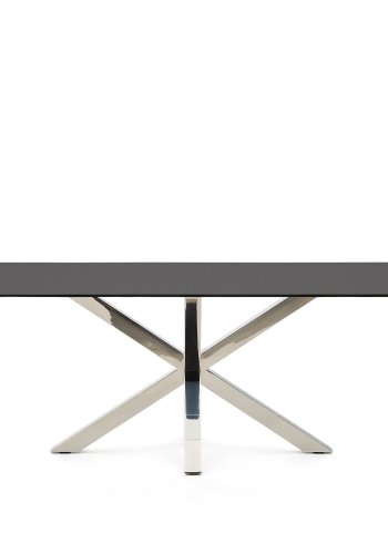 KAVE HOME Argo bord med svart glass og stlben 200 x 100 cm