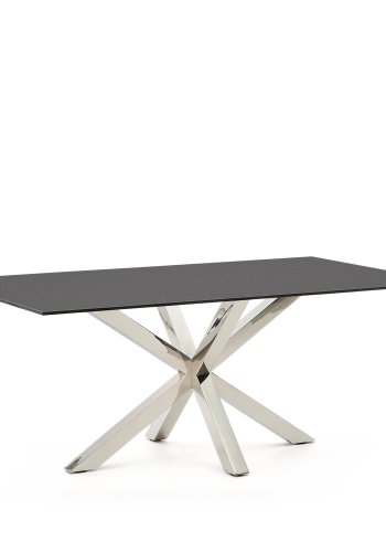 KAVE HOME Argo bord med svart glass og stlben 200 x 100 cm