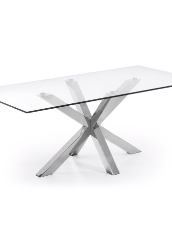 KAVE HOME Arya spisebord, rektangulrt - klart glass og slvstl (200x100)