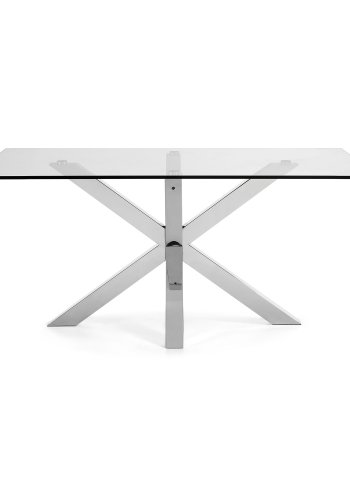 KAVE HOME Arya spisebord, rektangulrt - klart glass og slvstl (200x100)