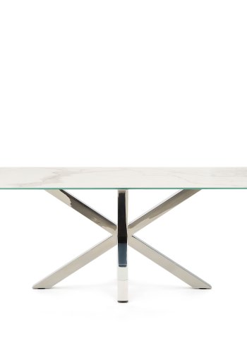 KAVE HOME Argo bord i Iron Moss-porselen og ben i rustfritt stl, 200 x 100 cm