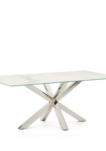 KAVE HOME Argo bord i Iron Moss-porselen og ben i rustfritt stl, 200 x 100 cm