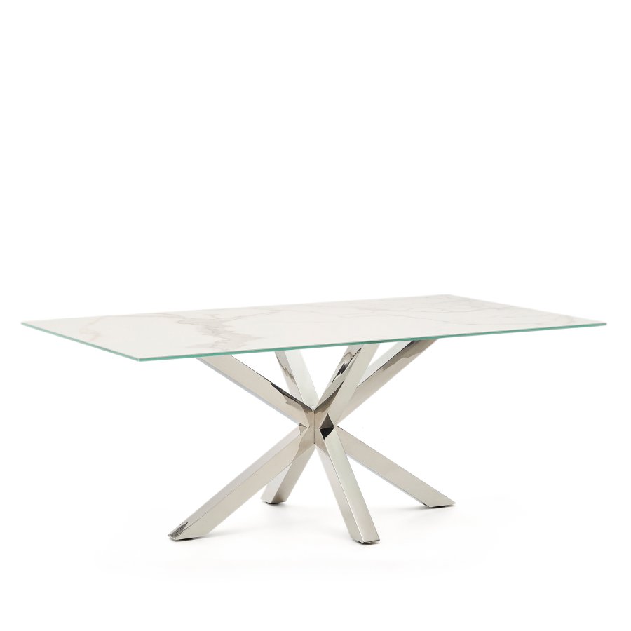 KAVE HOME Argo bord i Iron Moss-porselen og ben i rustfritt stl, 200 x 100 cm