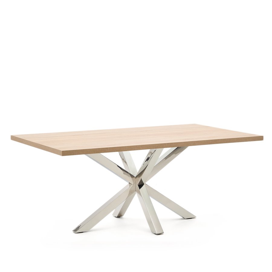 KAVE HOME Argo spisebord, rektangulrt - naturlig finish melamin og rustfritt stl (200x100)